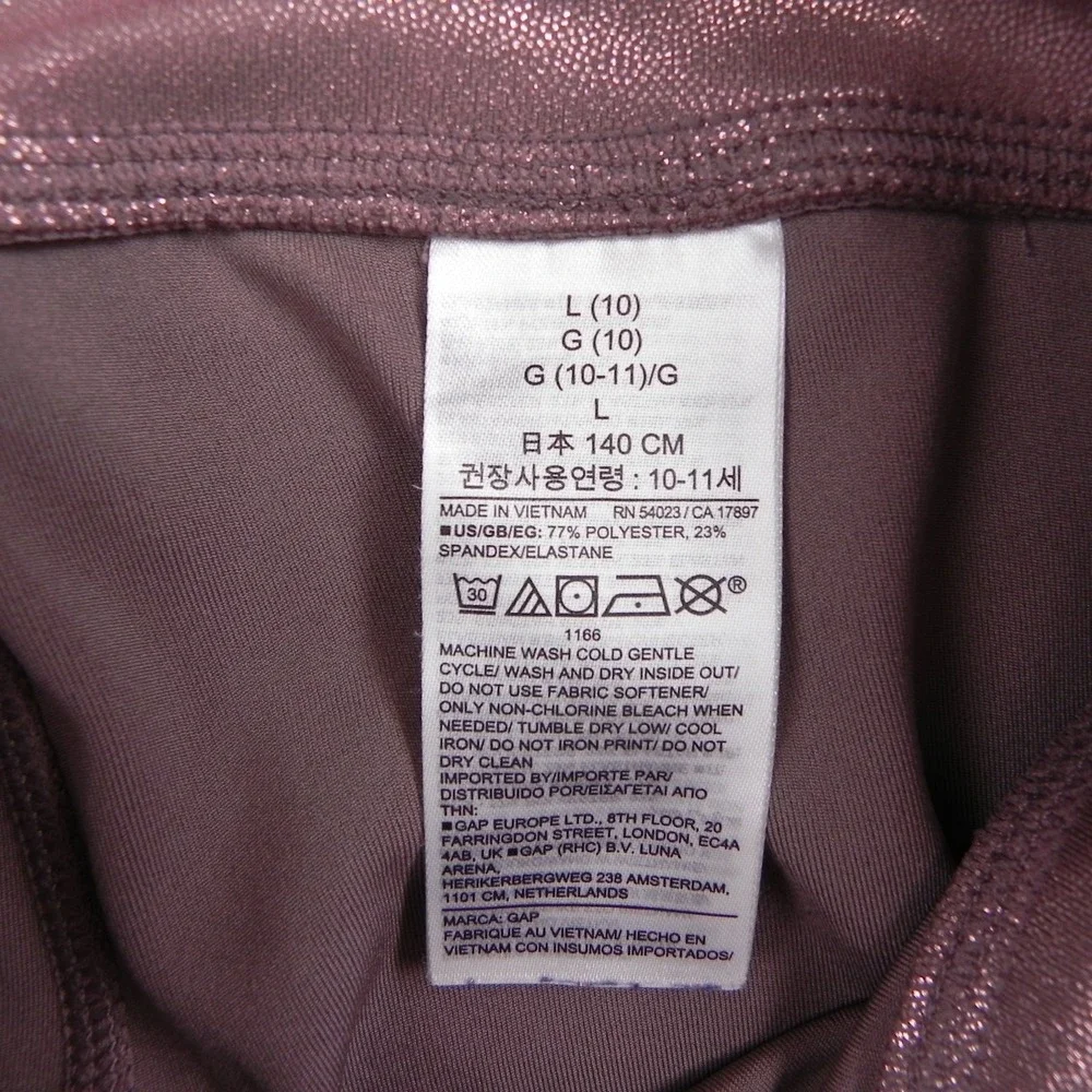 Gap Fit Leggings Girls Large Pull-On Yoga Pants Stretch Flex Pink Shimmer